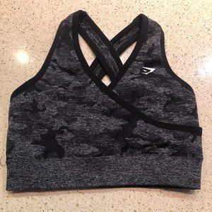 GYMSHARK Adapt Camo Seamless Sports Bra (S, Black)